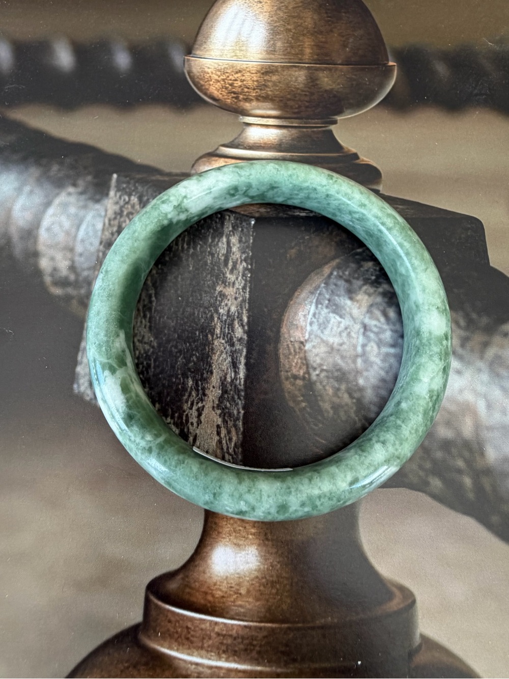 Natural Green Jade Bangle Bracelet_Certificate of Authority  62.3mm